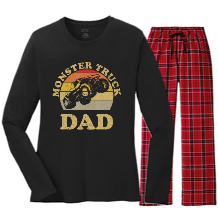 Vintage Monster Truck Gift For Dad Women's Long Sleeve Flannel Pajama Set 