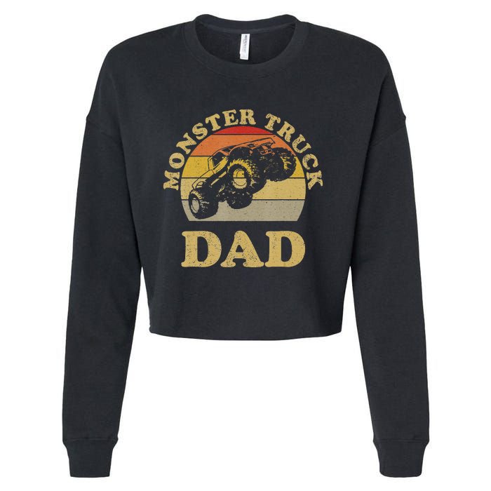 Vintage Monster Truck Gift For Dad Cropped Pullover Crew