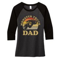 Vintage Monster Truck Gift For Dad Women's Tri-Blend 3/4-Sleeve Raglan Shirt