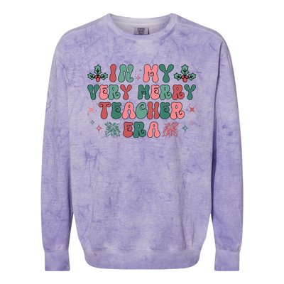 Very Merry Teacher Era Holiday Graphic Colorblast Crewneck Sweatshirt