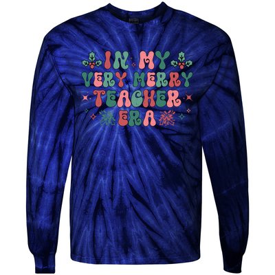 Very Merry Teacher Era Holiday Graphic Tie-Dye Long Sleeve Shirt