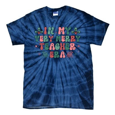 Very Merry Teacher Era Holiday Graphic Tie-Dye T-Shirt