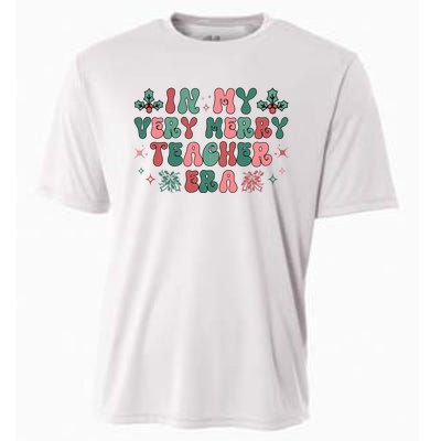 Very Merry Teacher Era Holiday Graphic Cooling Performance Crew T-Shirt