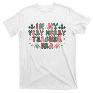 Very Merry Teacher Era Holiday Graphic T-Shirt