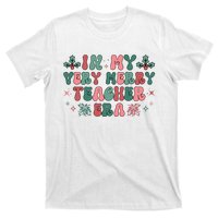 Very Merry Teacher Era Holiday Graphic T-Shirt