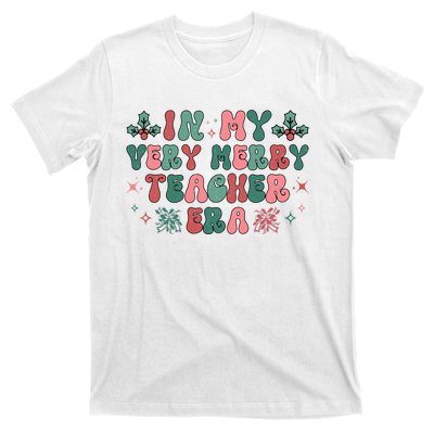 Very Merry Teacher Era Holiday Graphic T-Shirt