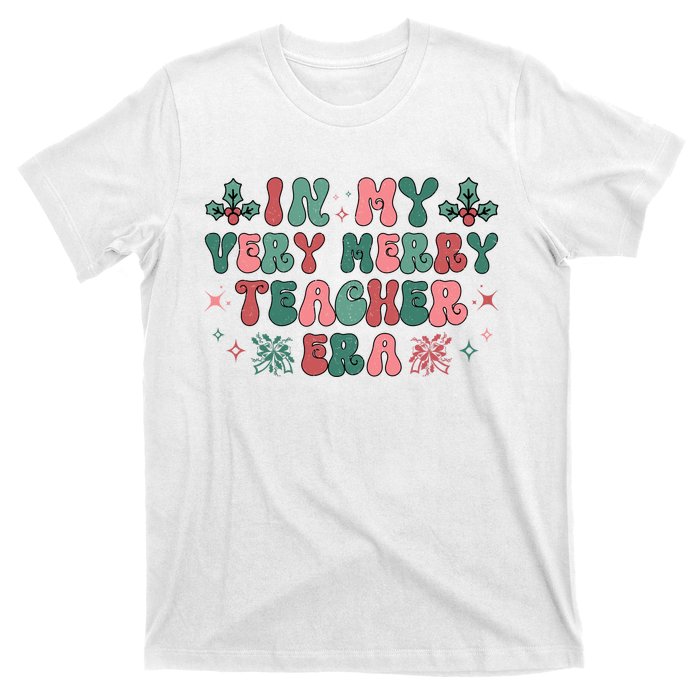 Very Merry Teacher Era Holiday Graphic T-Shirt