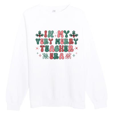 Very Merry Teacher Era Holiday Graphic Premium Crewneck Sweatshirt