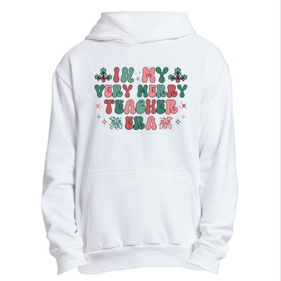 Very Merry Teacher Era Holiday Graphic Urban Pullover Hoodie