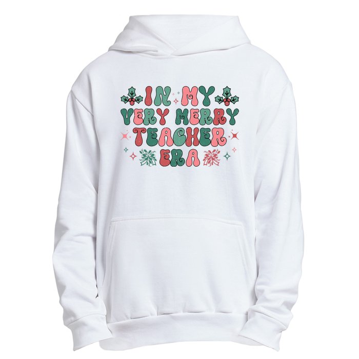 Very Merry Teacher Era Holiday Graphic Urban Pullover Hoodie