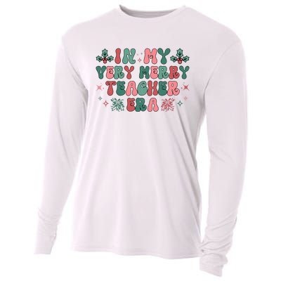 Very Merry Teacher Era Holiday Graphic Cooling Performance Long Sleeve Crew