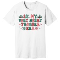 Very Merry Teacher Era Holiday Graphic Premium T-Shirt