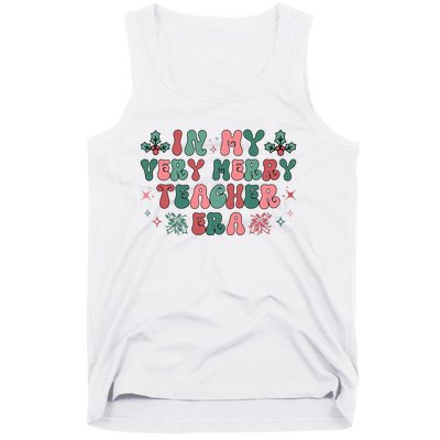 Very Merry Teacher Era Holiday Graphic Tank Top