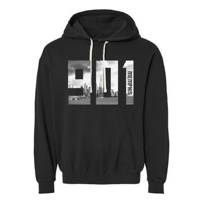 Vintage Memphis Tennessee 901 Area Code Skyline Garment-Dyed Fleece Hoodie