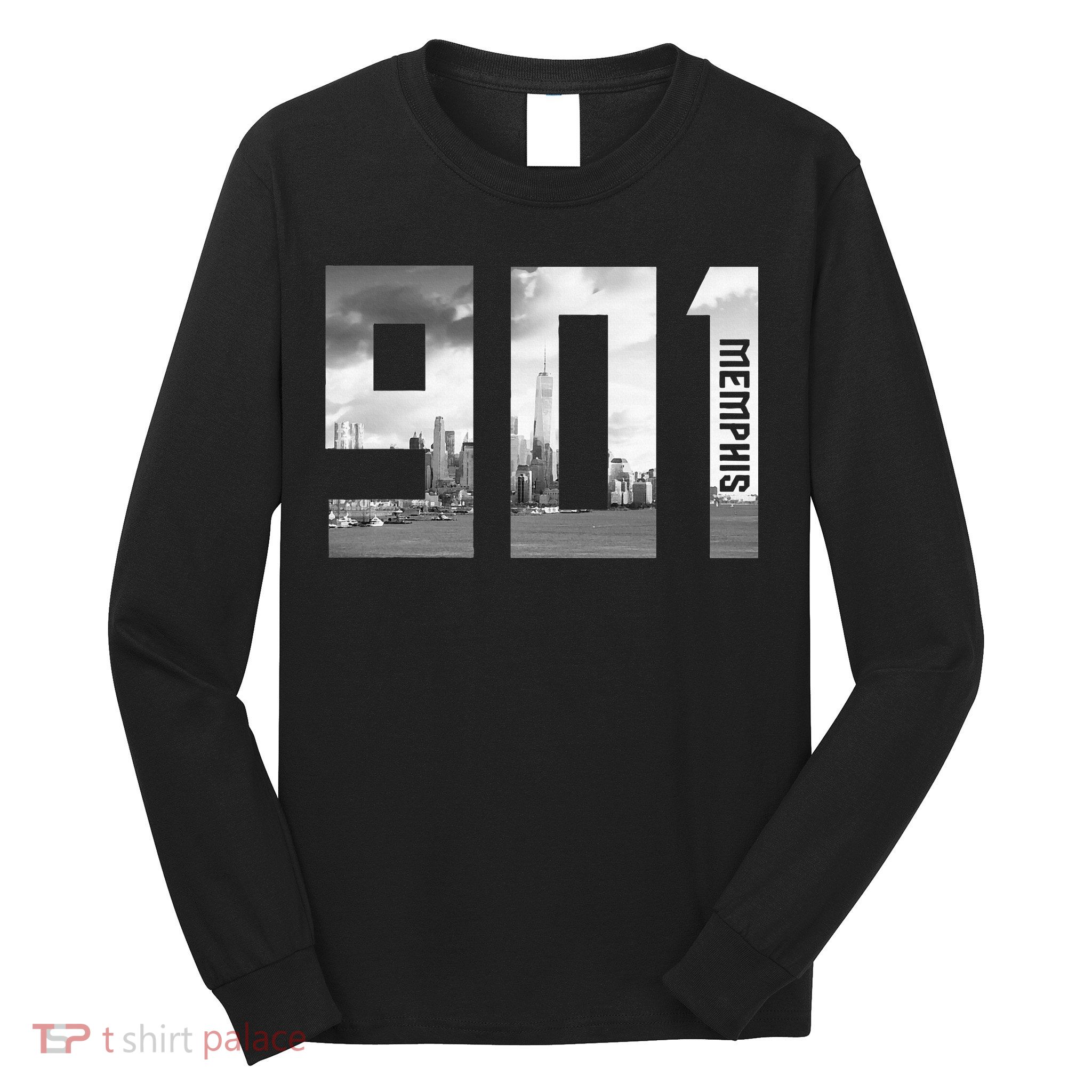 Vintage Memphis Tennessee 901 Area Code Skyline Long Sleeve Shirt