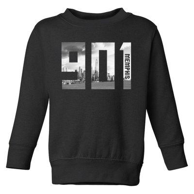 Vintage Memphis Tennessee 901 Area Code Skyline Toddler Sweatshirt