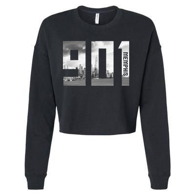 Vintage Memphis Tennessee 901 Area Code Skyline Cropped Pullover Crew