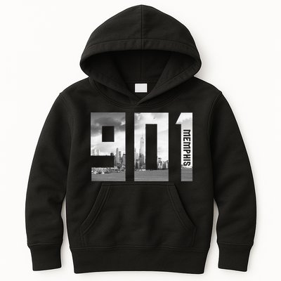 Vintage Memphis Tennessee 901 Area Code Skyline Kids Hoodie