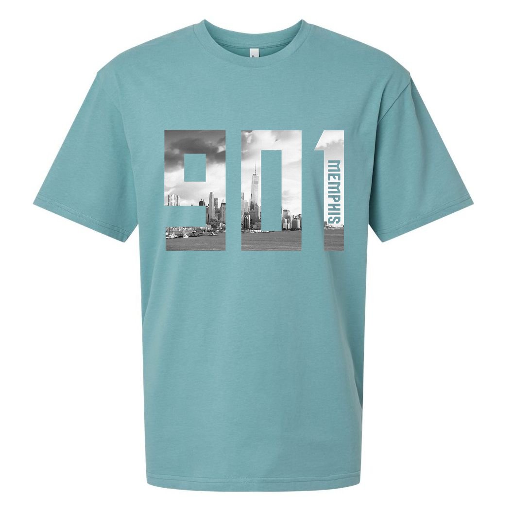 Vintage Memphis Tennessee 901 Area Code Skyline Sueded Cloud Jersey T-Shirt