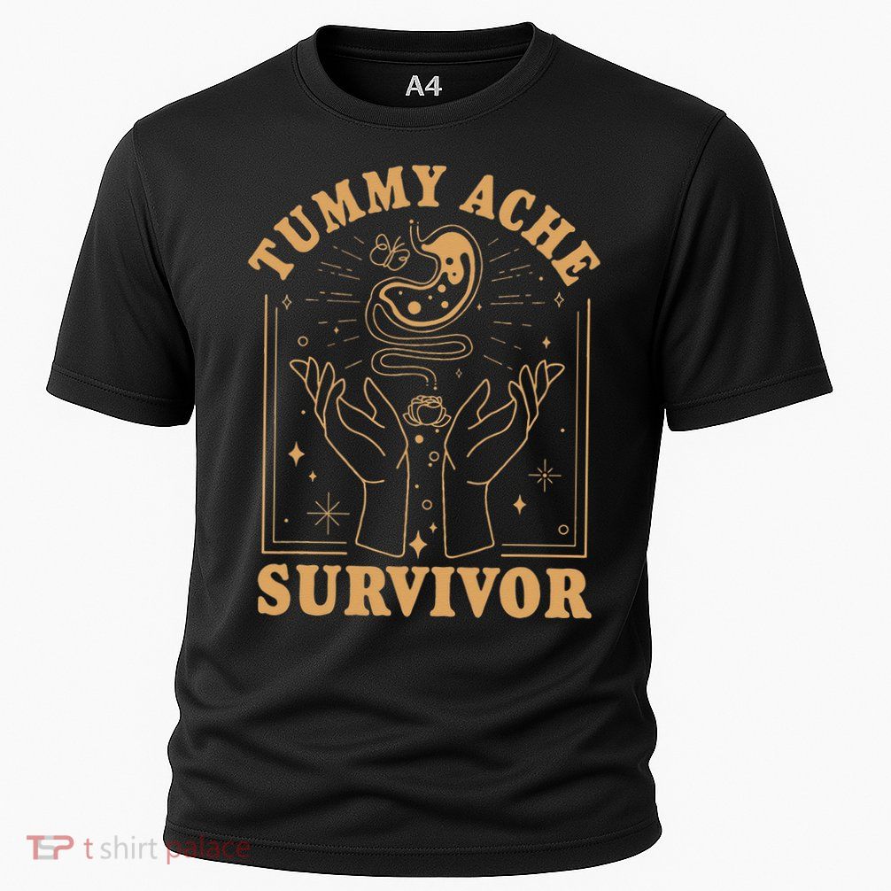 Vintage Minimalist Tummy Ache Survivor Funny Saying Performance Shirt