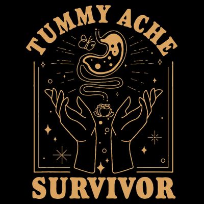 Vintage Minimalist Tummy Ache Survivor Funny Saying T-Shirt