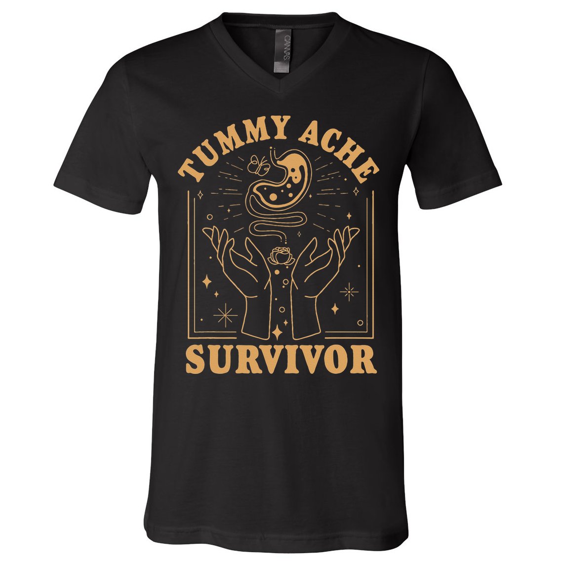 Vintage Minimalist Tummy Ache Survivor Funny Saying V-Neck T-Shirt