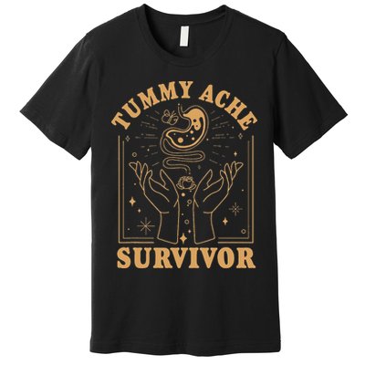 Vintage Minimalist Tummy Ache Survivor Funny Saying Premium T-Shirt