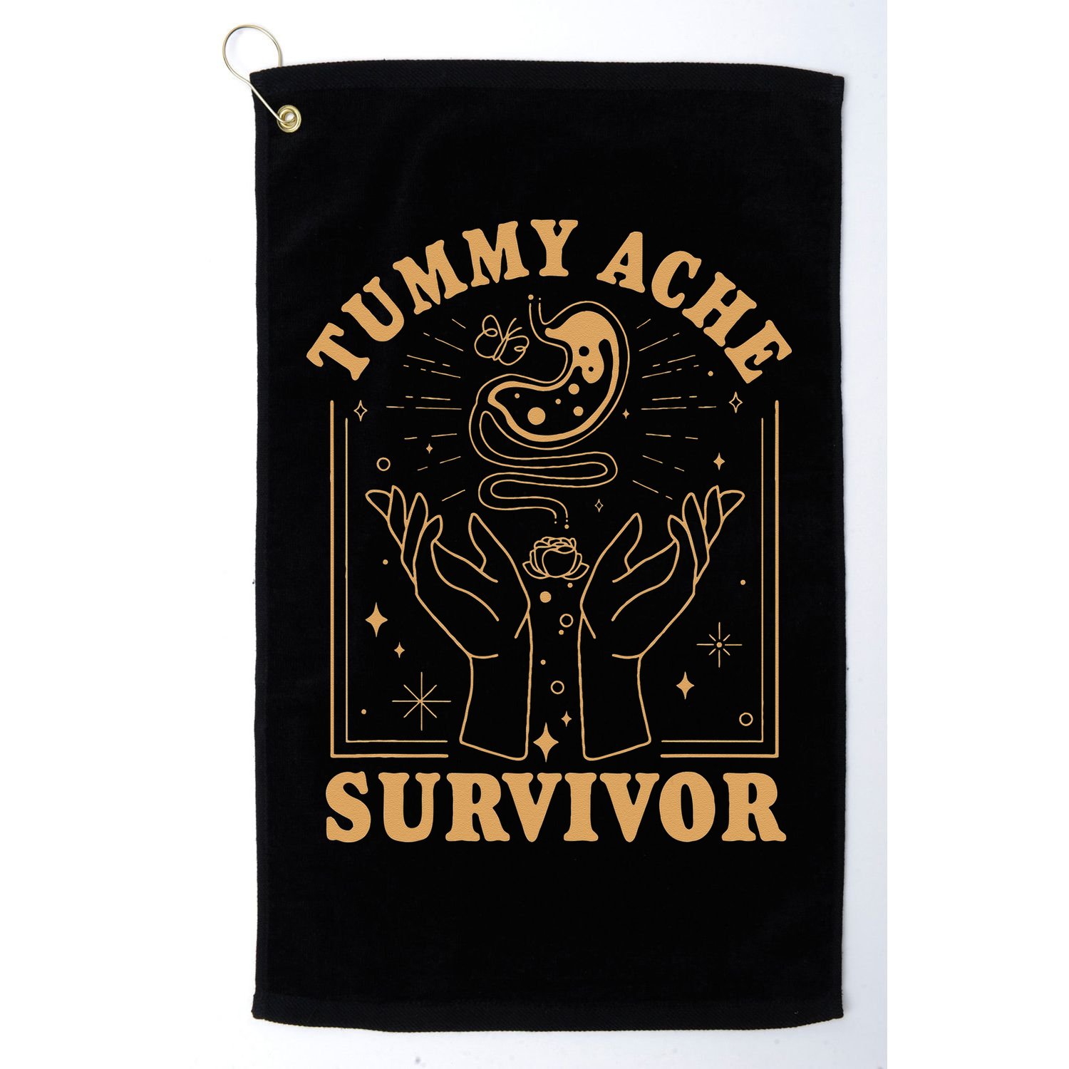 Vintage Minimalist Tummy Ache Survivor Funny Saying Golf Towel