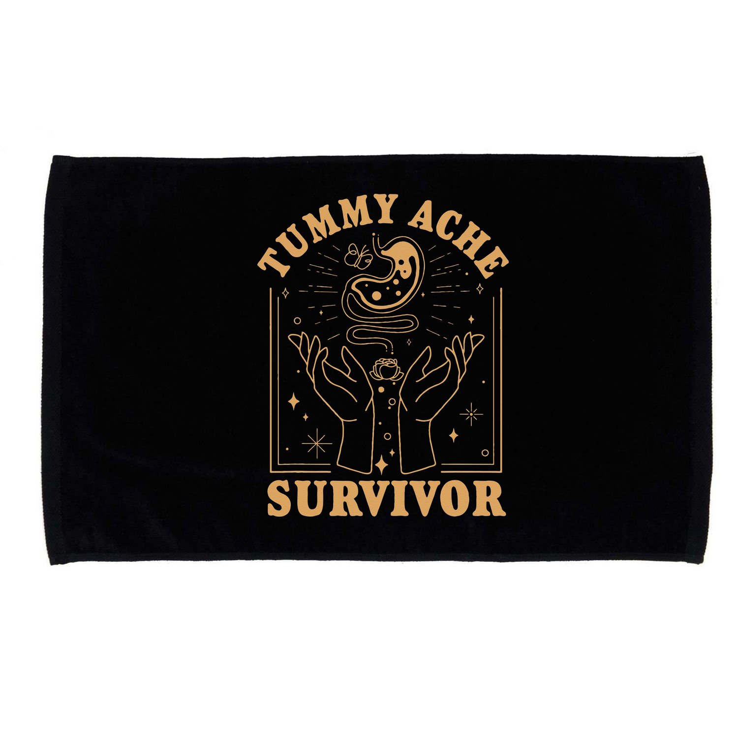 Vintage Minimalist Tummy Ache Survivor Funny Saying Microfiber Hand Towel