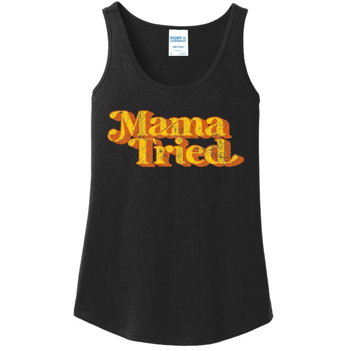 Vintage Mama Tried Country Music Southern Funny Retro 70S Ladies Essential Tank