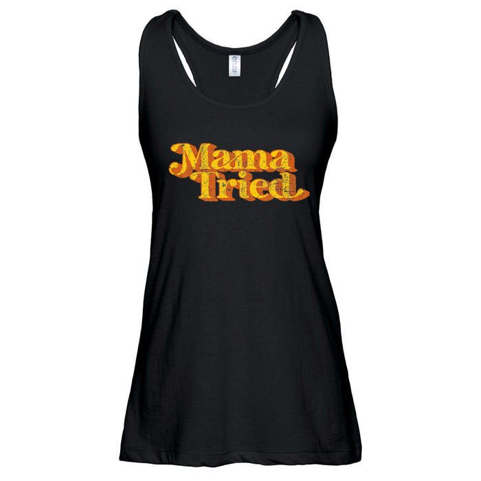 Vintage Mama Tried Country Music Southern Funny Retro 70S Ladies Essential Flowy Tank