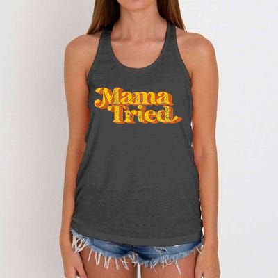 Vintage Mama Tried Country Music Southern Funny Retro 70S Women's Knotted Racerback Tank