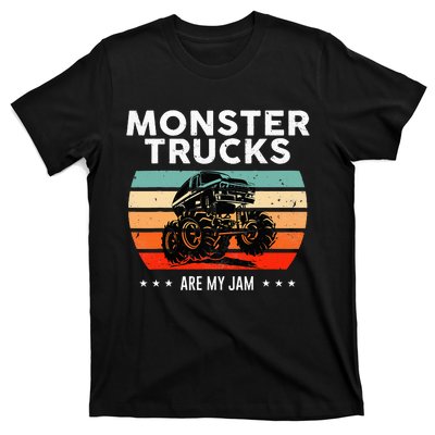 Vintage Monster Truck Are My Jam Retro Sunset Cool Engines T-Shirt