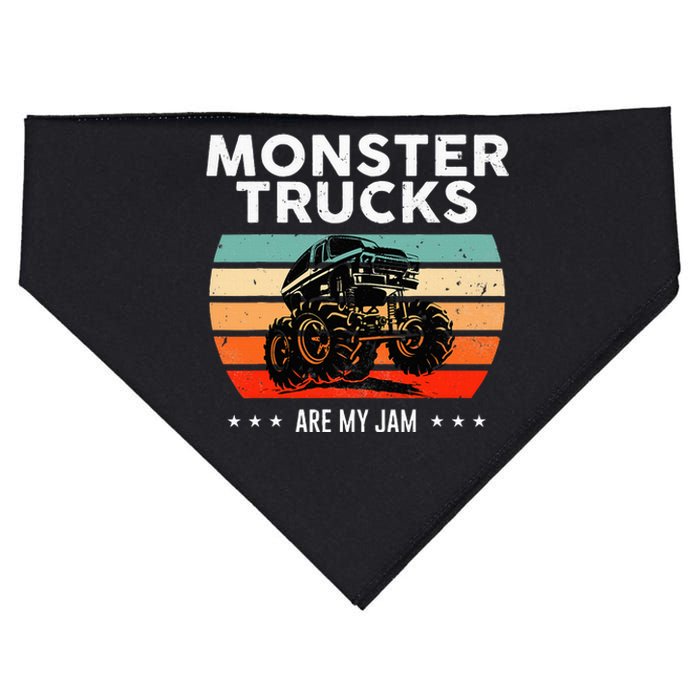 Vintage Monster Truck Are My Jam Retro Sunset Cool Engines USA-Made Doggie Bandana