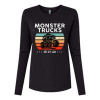 Vintage Monster Truck Are My Jam Retro Sunset Cool Engines Womens Cotton Relaxed Long Sleeve T-Shirt