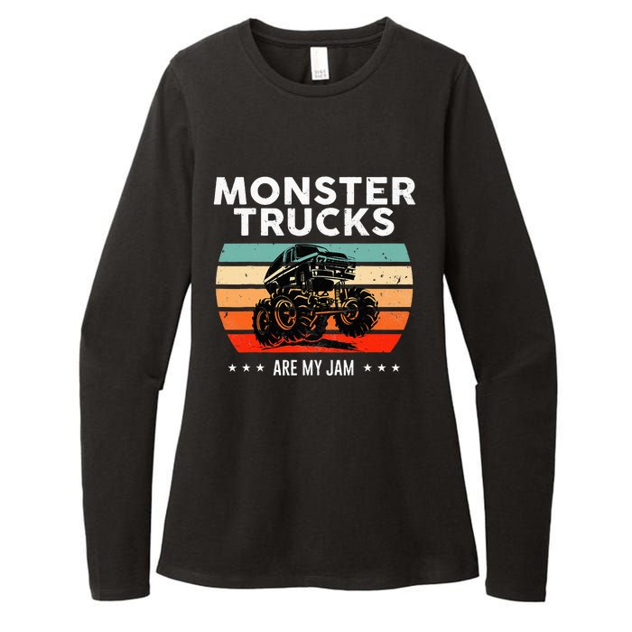 Vintage Monster Truck Are My Jam Retro Sunset Cool Engines Womens CVC Long Sleeve Shirt