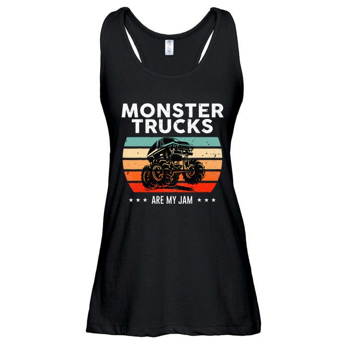 Vintage Monster Truck Are My Jam Retro Sunset Cool Engines Ladies Essential Flowy Tank