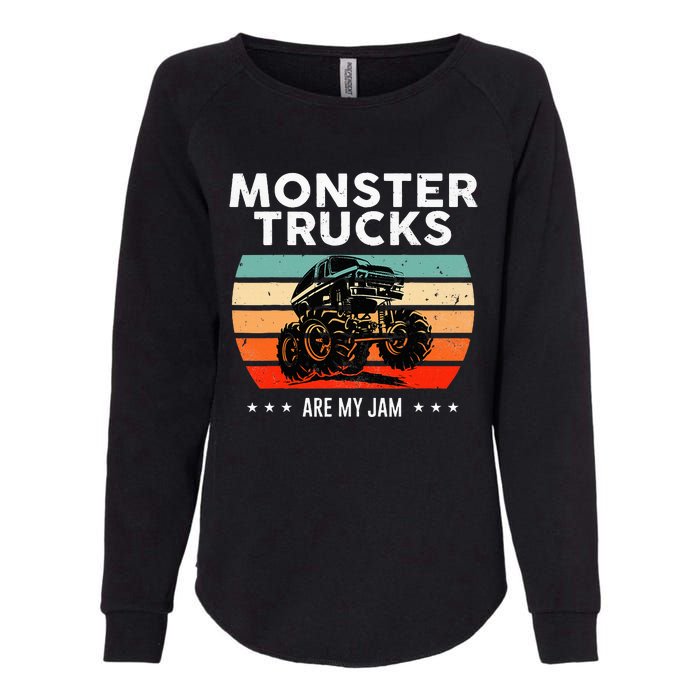 Vintage Monster Truck Are My Jam Retro Sunset Cool Engines Womens California Wash Sweatshirt