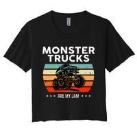 Vintage Monster Truck Are My Jam Retro Sunset Cool Engines Women's Crop Top Tee