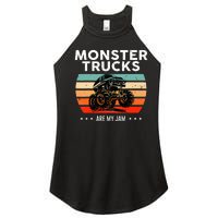 Vintage Monster Truck Are My Jam Retro Sunset Cool Engines Women's Perfect Tri Rocker Tank