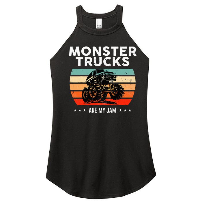 Vintage Monster Truck Are My Jam Retro Sunset Cool Engines Women's Perfect Tri Rocker Tank