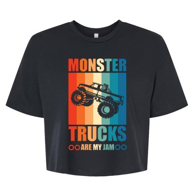 Vintage Monster Truck Are My Jam Retro Sunset Cool Engines Bella+Canvas Jersey Crop Tee