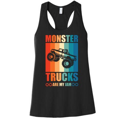 Vintage Monster Truck Are My Jam Retro Sunset Cool Engines Women's Racerback Tank