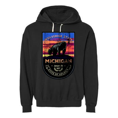Vintage Michigan The Wolverine State Garment-Dyed Fleece Hoodie