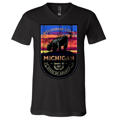 Vintage Michigan The Wolverine State V-Neck T-Shirt