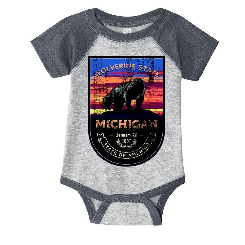 Vintage Michigan The Wolverine State Infant Baby Jersey Bodysuit