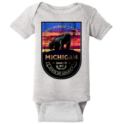 Vintage Michigan The Wolverine State Baby Bodysuit
