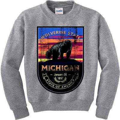 Vintage Michigan The Wolverine State Kids Sweatshirt