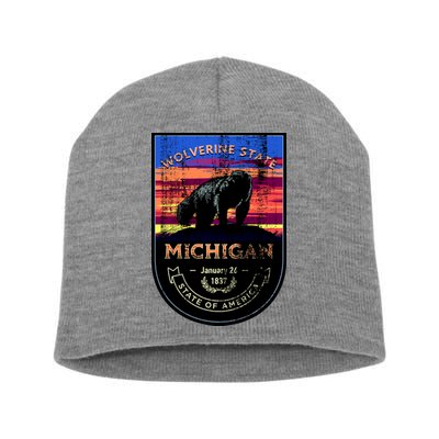 Vintage Michigan The Wolverine State Short Acrylic Beanie