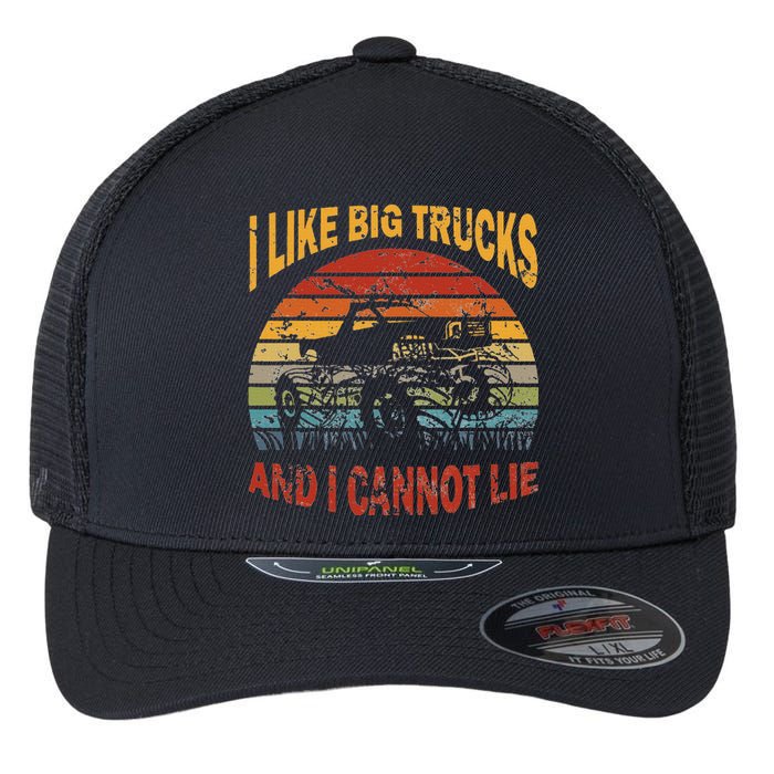 Vintage Monster Trucks I Like Big Trucks And I Cannot Lie Flexfit Unipanel Trucker Cap